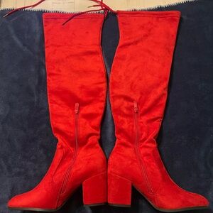 Red Knee-High Women's Boots